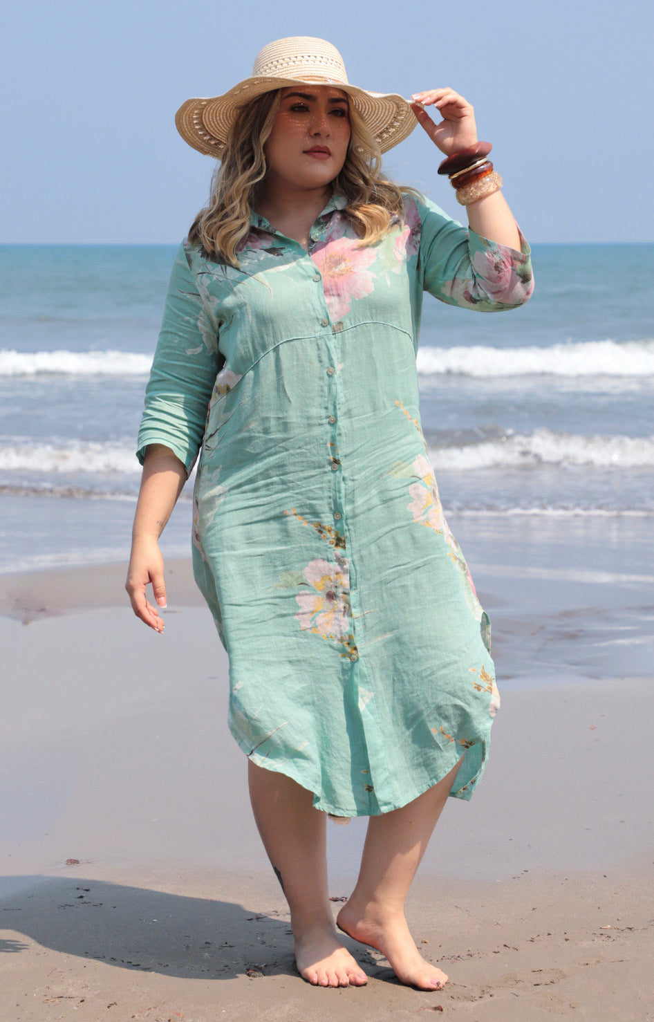 V*3-26*MEO  MELI*NV-1579*CAFE - VESTIDO LARGO CURVY Boutiquemirel 