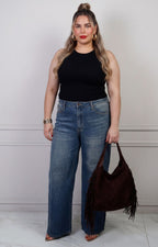 Pantalón de mezclilla curvy azul con brillos de Boutiquemirel