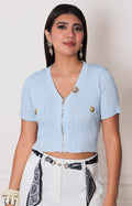 Blusa azul con cierre - BLUSAS REGULAR Boutiquemirel 