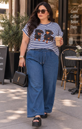 Pantalón de mezclilla amplio con elástico
