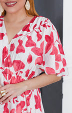 Vestido largo beige estampado