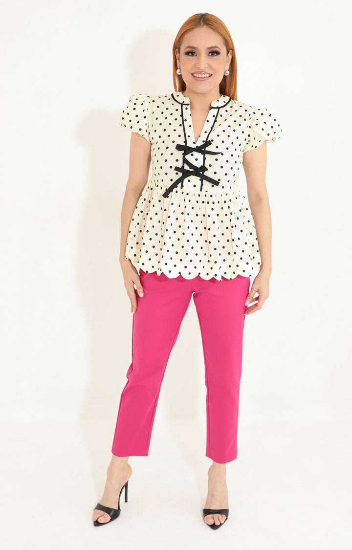 Blusa beige polka-dots - BLUSA Boutiquemirel 