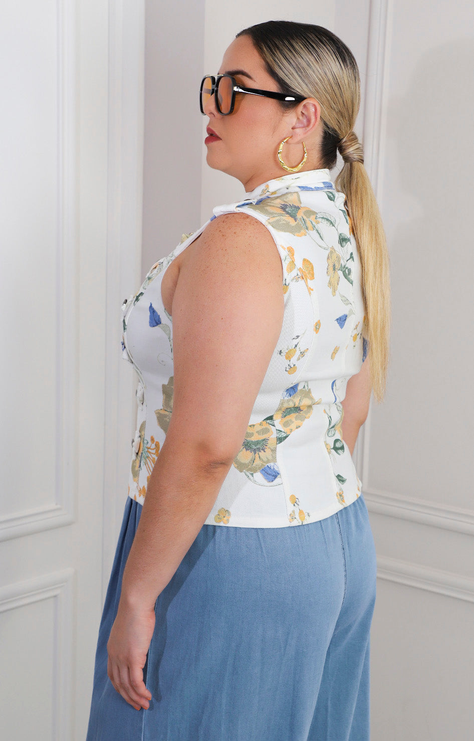 Blusa blanca estampada floral