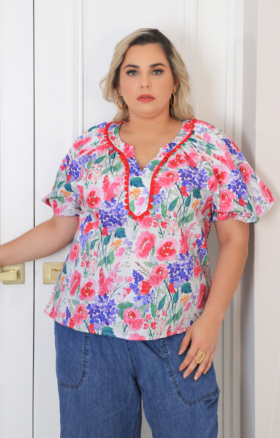 Blusa rosa estampada