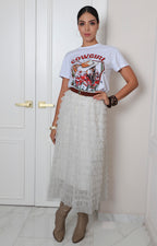 Blusa blanca estampado cowgirl