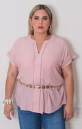 Blusa beige cuello v - BLUSAS CURVY Boutiquemirel 