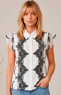 Blusa blanca con encaje - BLUSAS REGULAR Boutiquemirel 