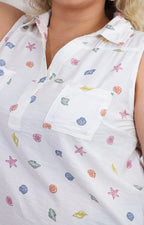 Blusa sin mangas con estampado de conchas