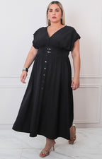 Vestido liso con hebilla - VESTIDO LARGO CURVY Boutiquemirel 