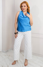 Blusa satinada de cuello drapeado