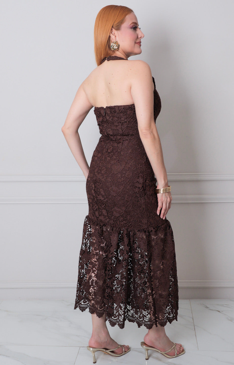 Vestido cafe halter - VESTIDO LARGO REGULAR Boutiquemirel 