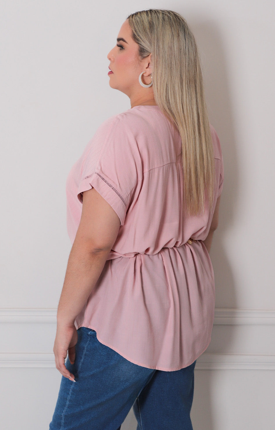 Blusa beige cuello v - BLUSAS CURVY Boutiquemirel 