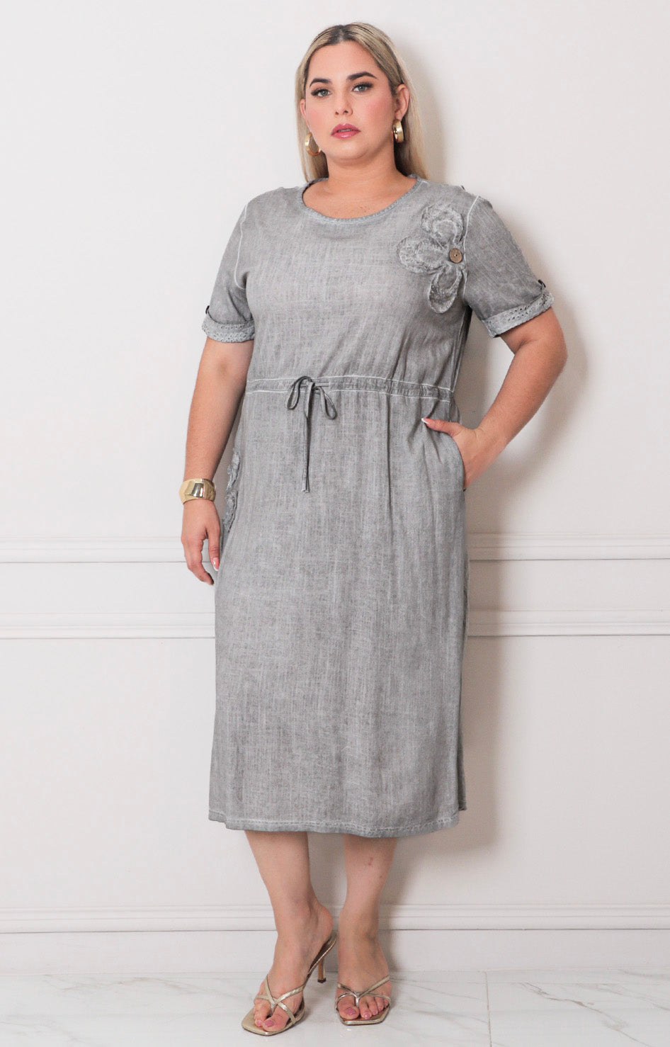 Vestido liso con lazo - VESTIDO LARGO CURVY Boutiquemirel 