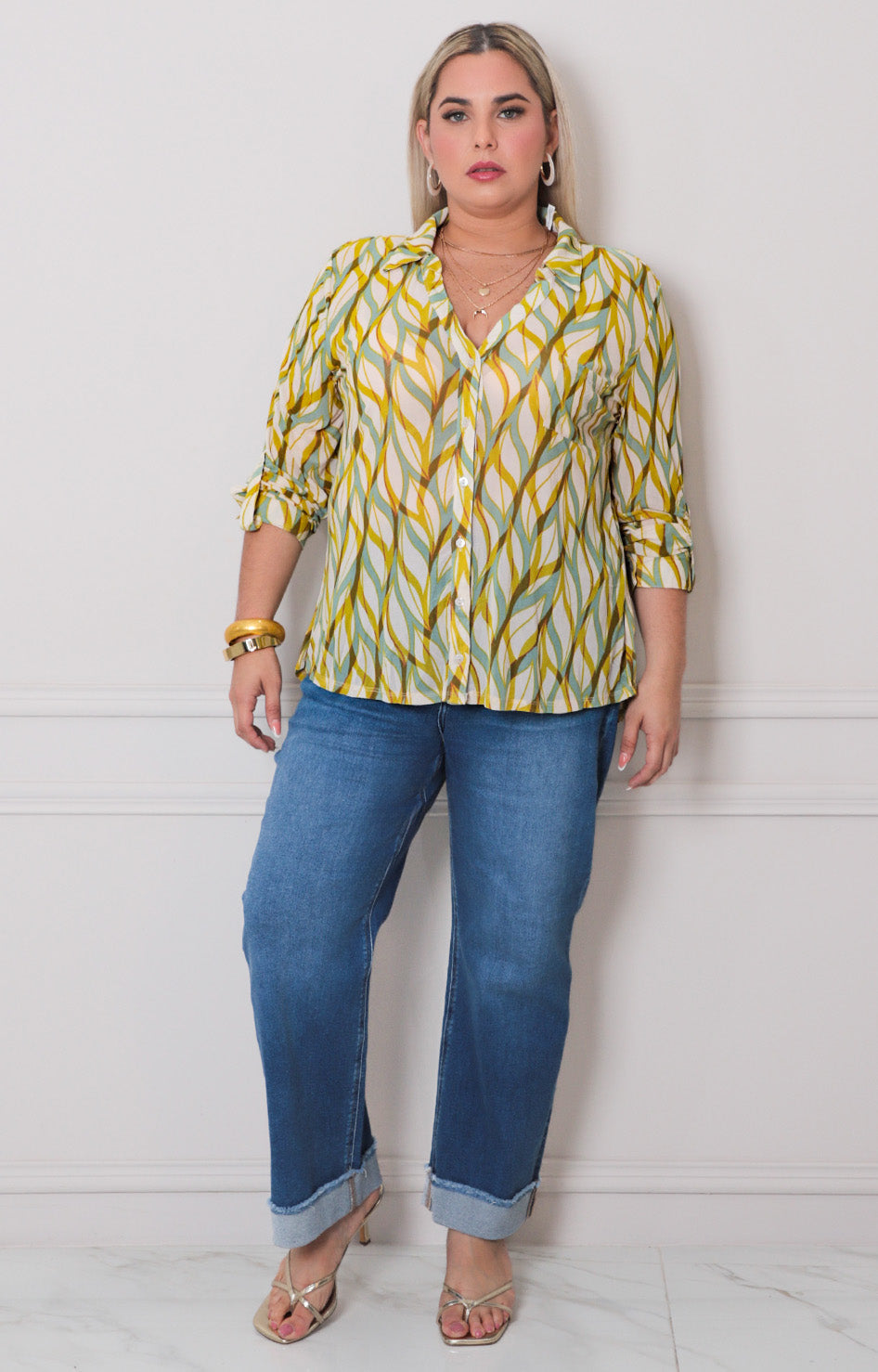 Blusa estampada con botones - BLUSAS CURVY Boutiquemirel 