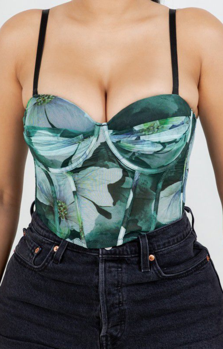 Blusa verde de tirantes estampada