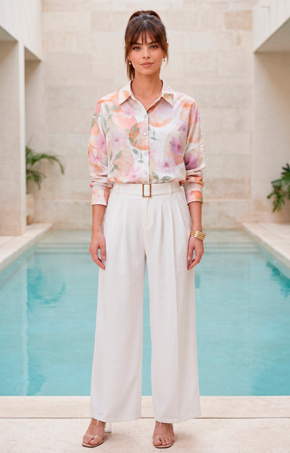 Blusa de botones estampada