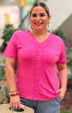 Blusa con encaje floral