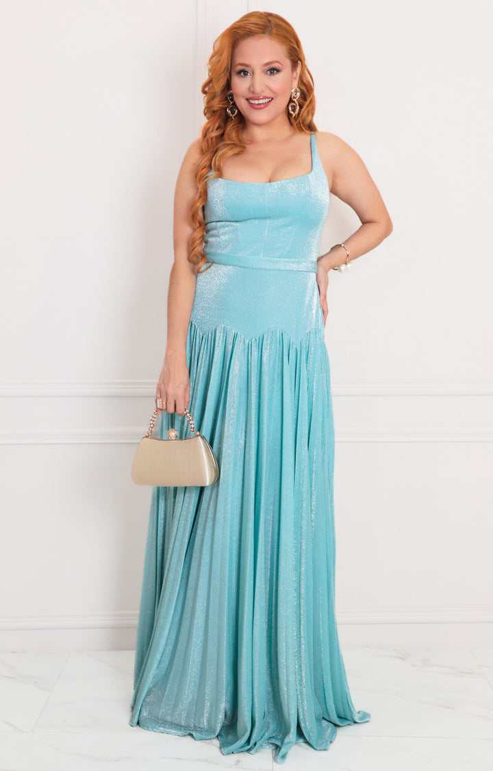 Vestido azul brilloso - VESTIDO LARGO REGULAR Boutiquemirel 