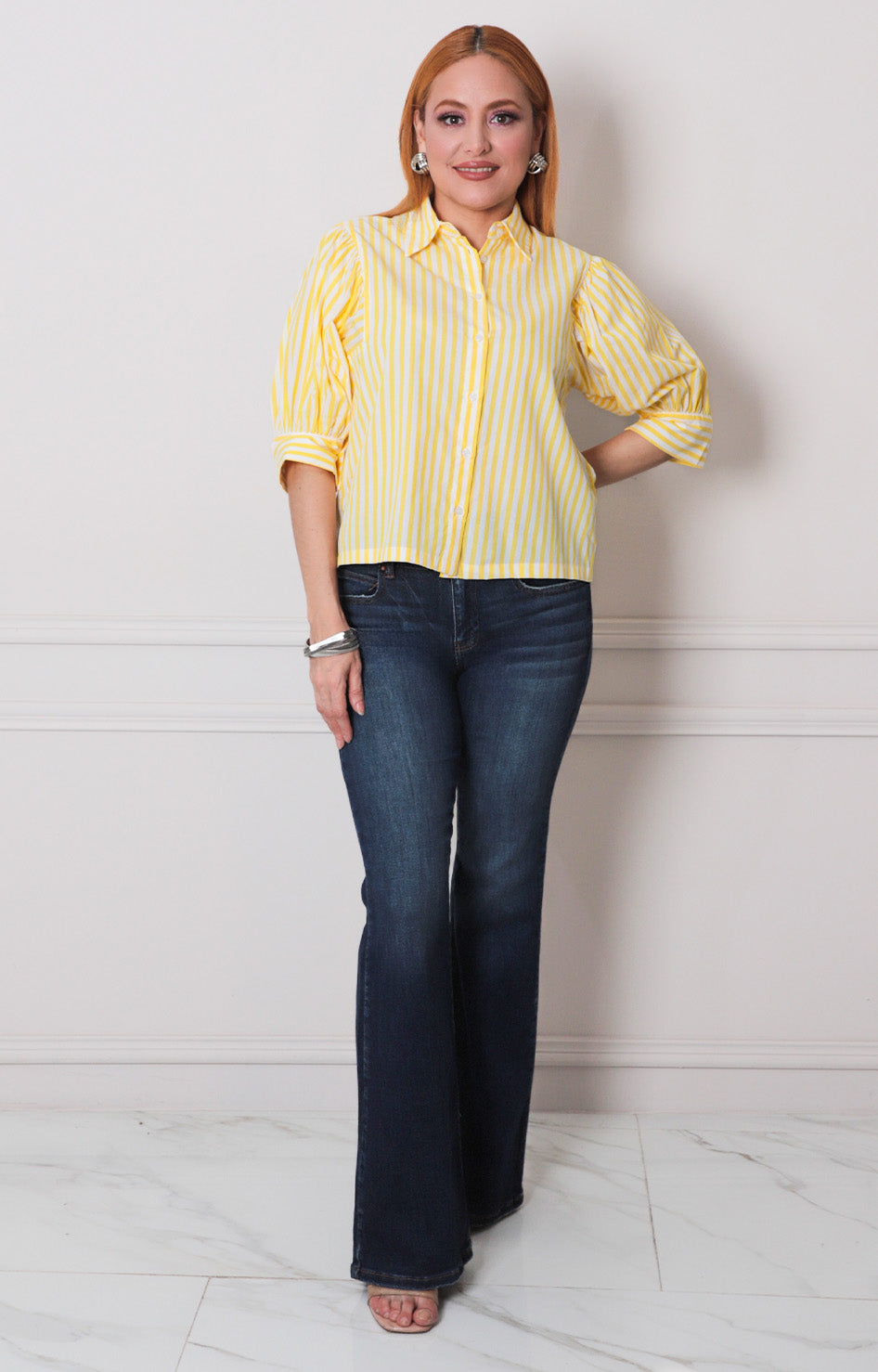 Blusa amarilla de rayas - BLUSAS REGULAR Boutiquemirel 
