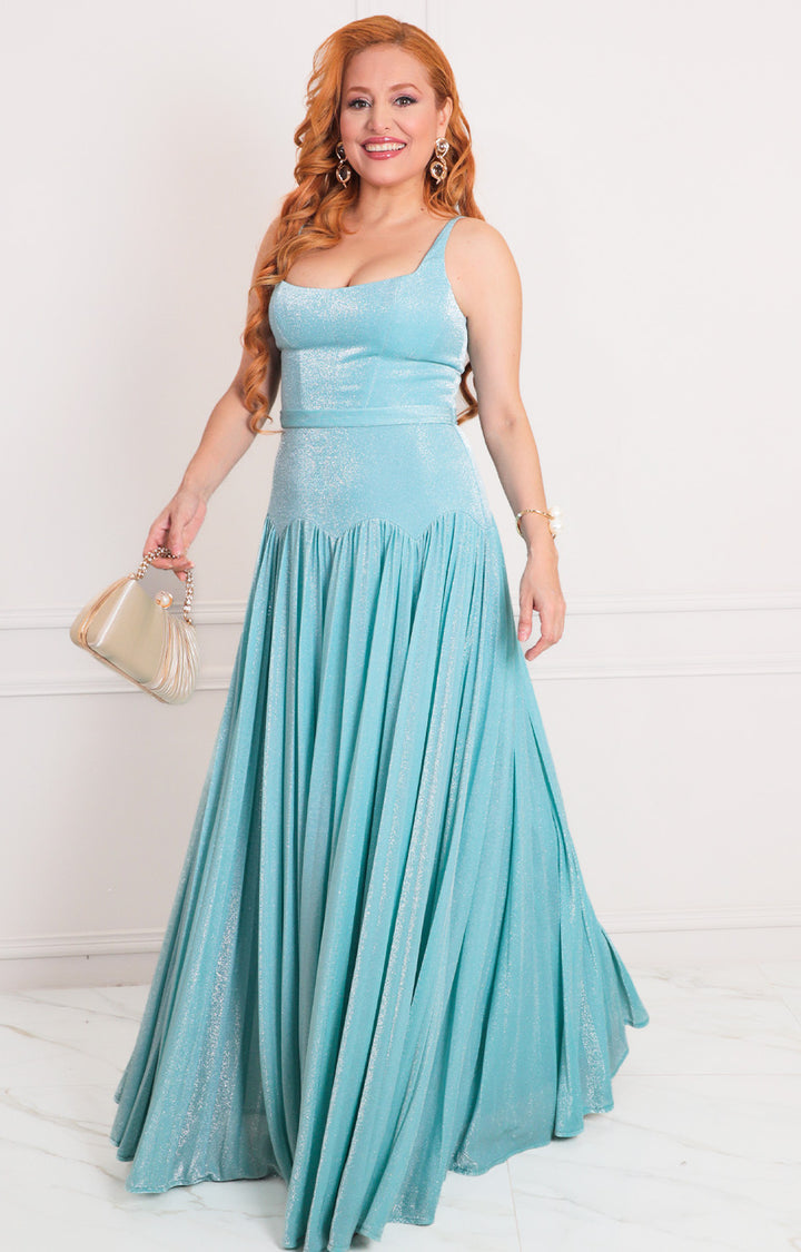 Vestido azul brilloso - VESTIDO LARGO REGULAR Boutiquemirel 
