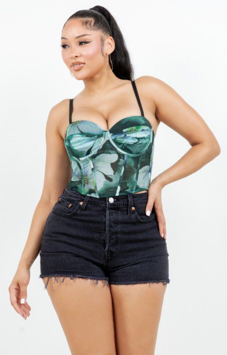 Blusa verde de tirantes estampada