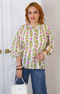 Blusa camisera estampada con manga globo