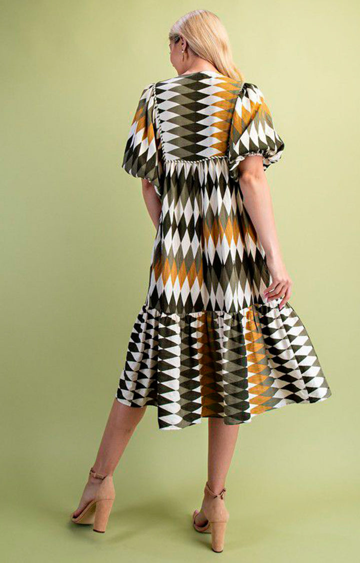 Vestido verde estampado