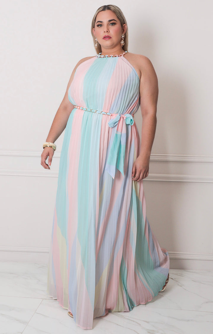 Vestido halter multicolor - VESTIDO LARGO CURVY Boutiquemirel 