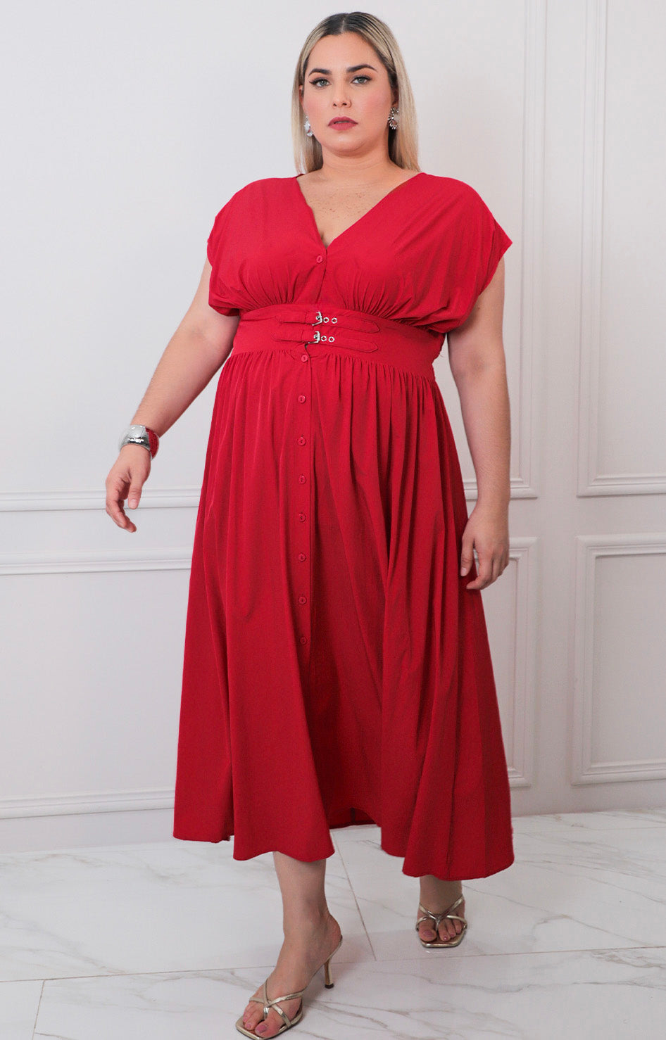 Vestido liso con hebilla - VESTIDO LARGO CURVY Boutiquemirel 