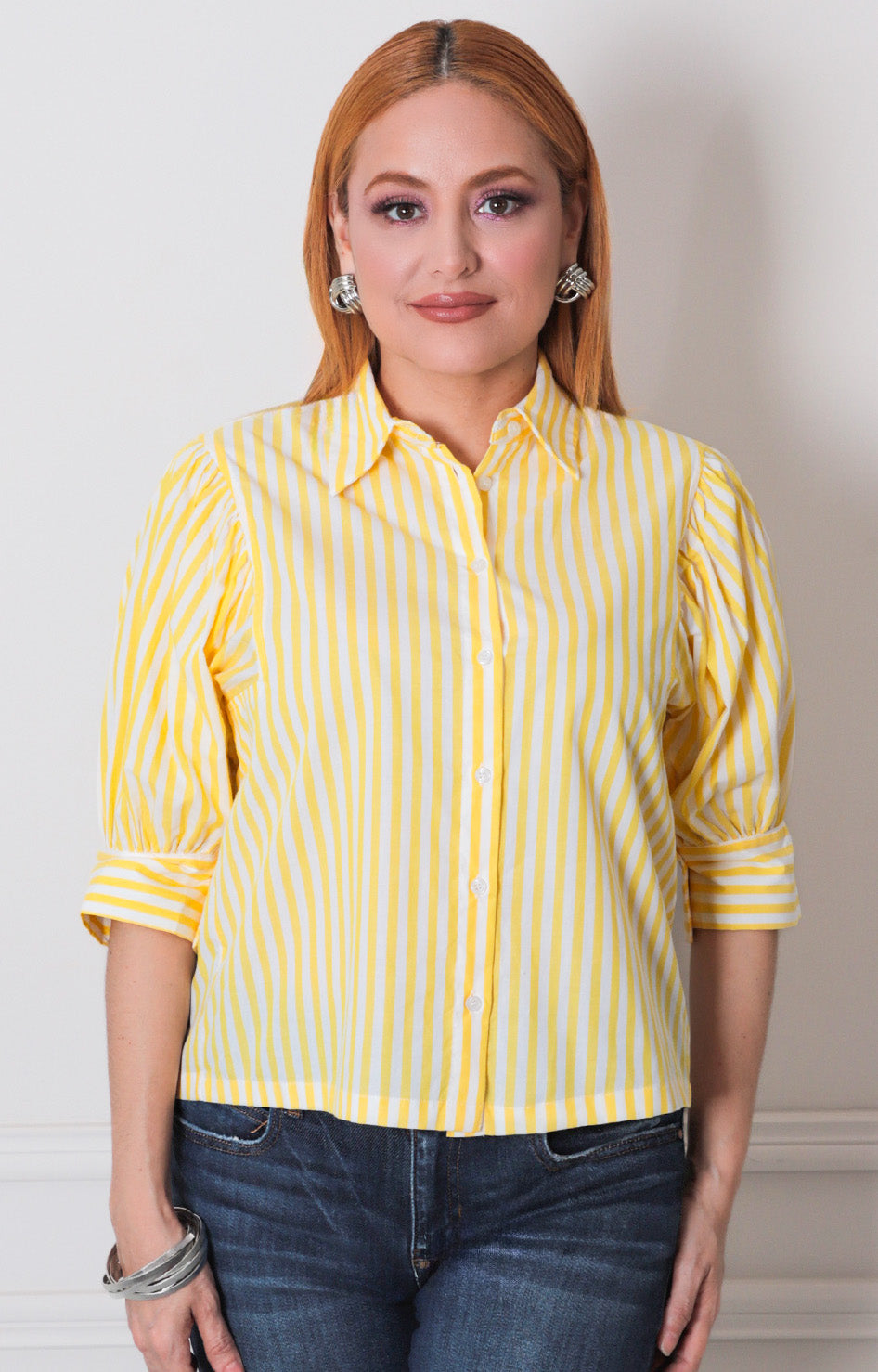 Blusa amarilla de rayas - BLUSAS REGULAR Boutiquemirel 