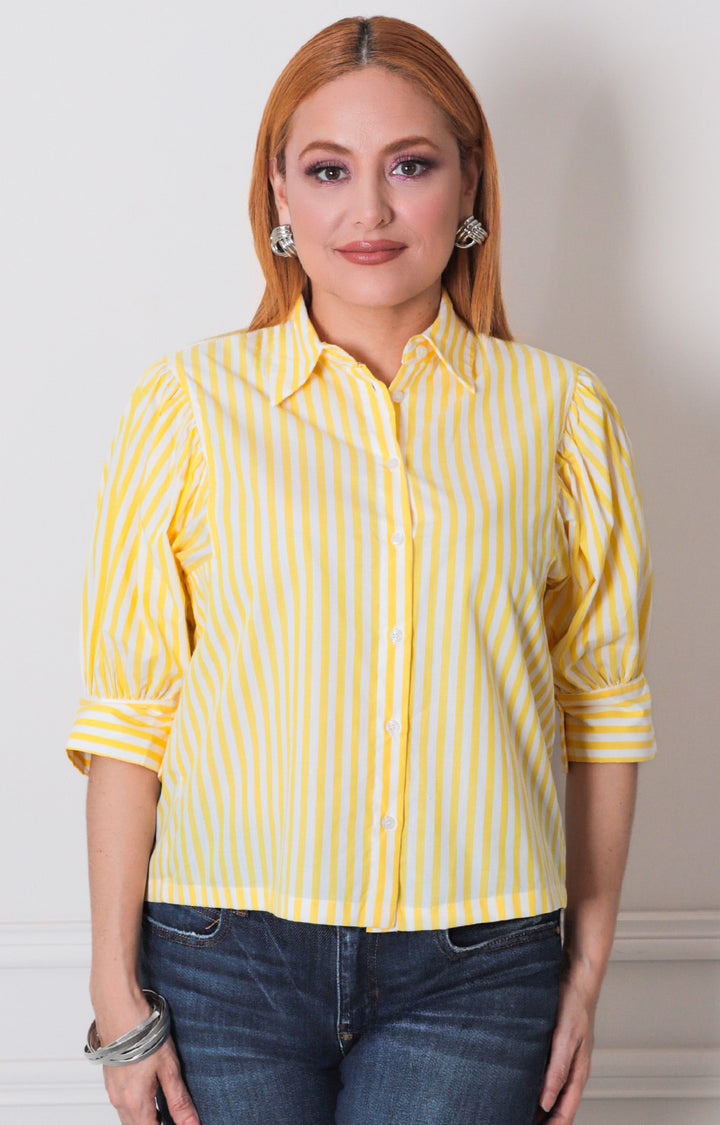 Blusa amarilla de rayas - BLUSAS REGULAR Boutiquemirel 