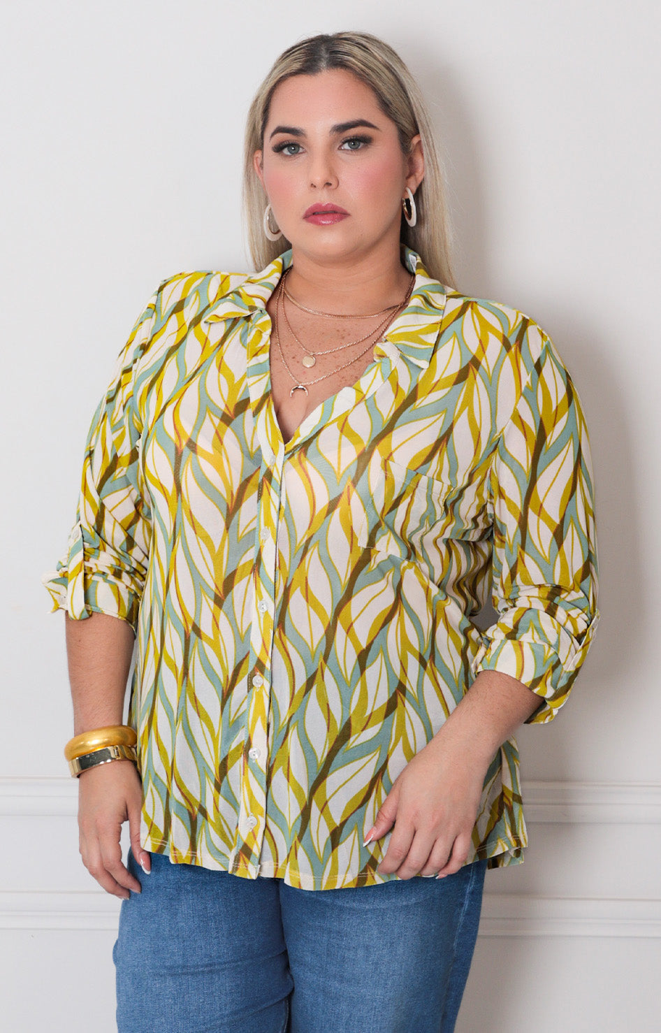 Blusa estampada con botones - BLUSAS CURVY Boutiquemirel 