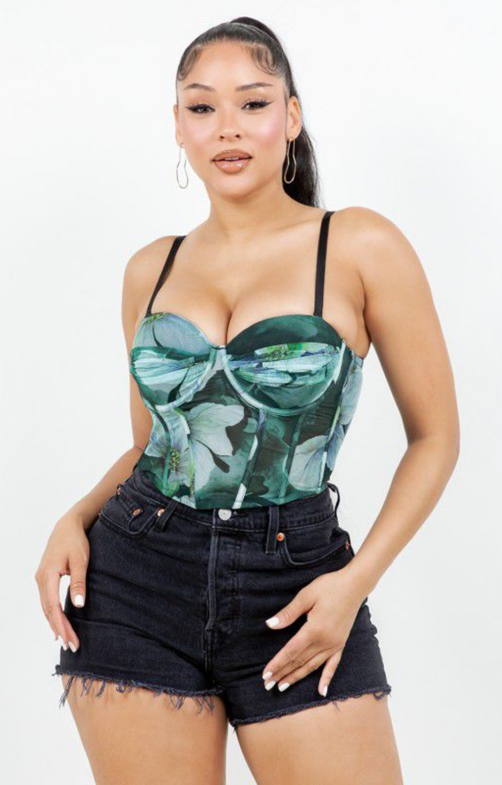 Blusa verde de tirantes estampada