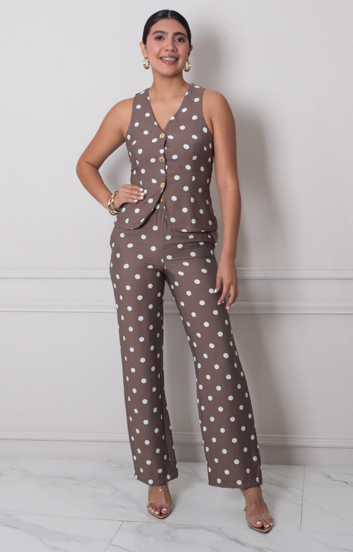 Conjunto café polka dots - CONJUNTO REGULAR Boutiquemirel 