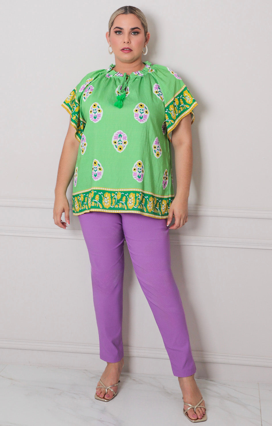 Blusa verde estampada - BLUSAS CURVY Boutiquemirel 