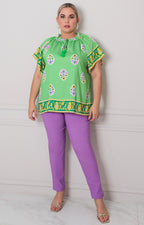 Blusa verde estampada - BLUSAS CURVY Boutiquemirel 