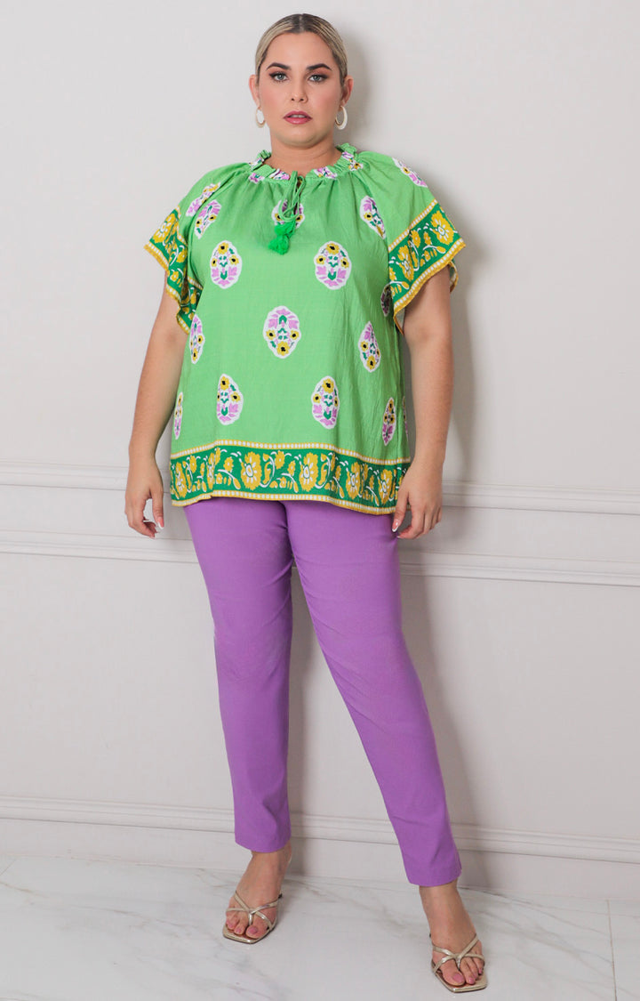 Blusa verde estampada - BLUSAS CURVY Boutiquemirel 