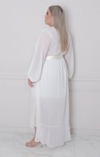 Vestido blanco asimètrico con lazo - VESTIDO LARGO CURVY Boutiquemirel 