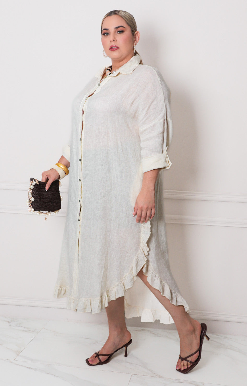 Vestido liso con botones - VESTIDO CORTO CURVY Boutiquemirel 