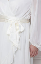 Vestido blanco asimètrico con lazo - VESTIDO LARGO CURVY Boutiquemirel 