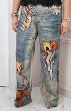 Pantalón de mezclilla con osos