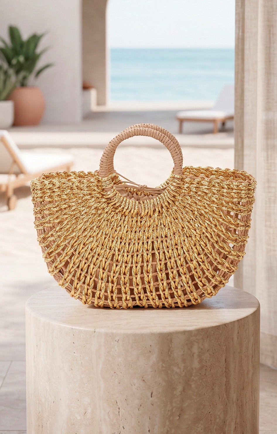 Bolsa tejida dorada metálica - BOLSAS Boutiquemirel 