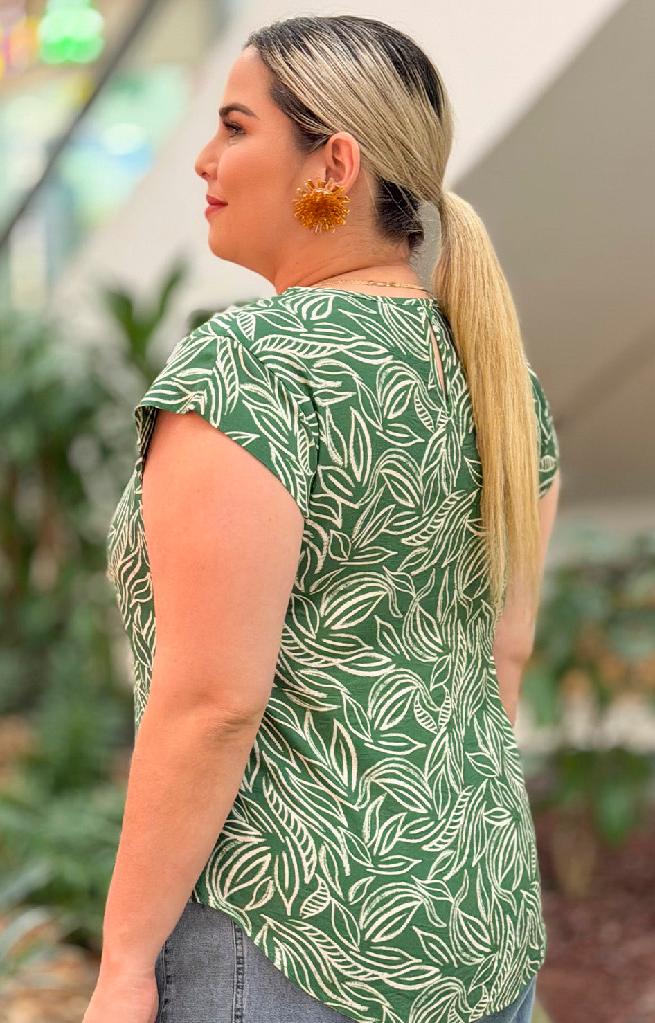 Blusa verde estampada