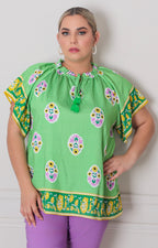 Blusa verde estampada - BLUSAS CURVY Boutiquemirel 