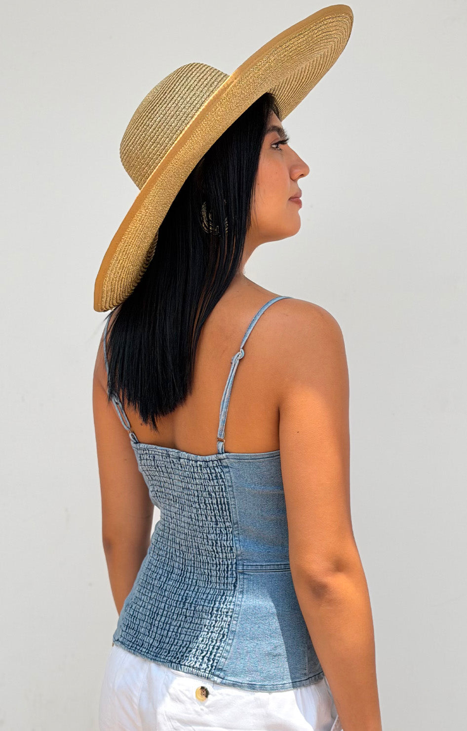 Blusa de mezclilla con elástico y encaje - BLUSAS REGULAR Boutiquemirel 