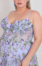 Vestido lila con corset y flores 3D - VESTIDO LARGO CURVY Boutiquemirel 