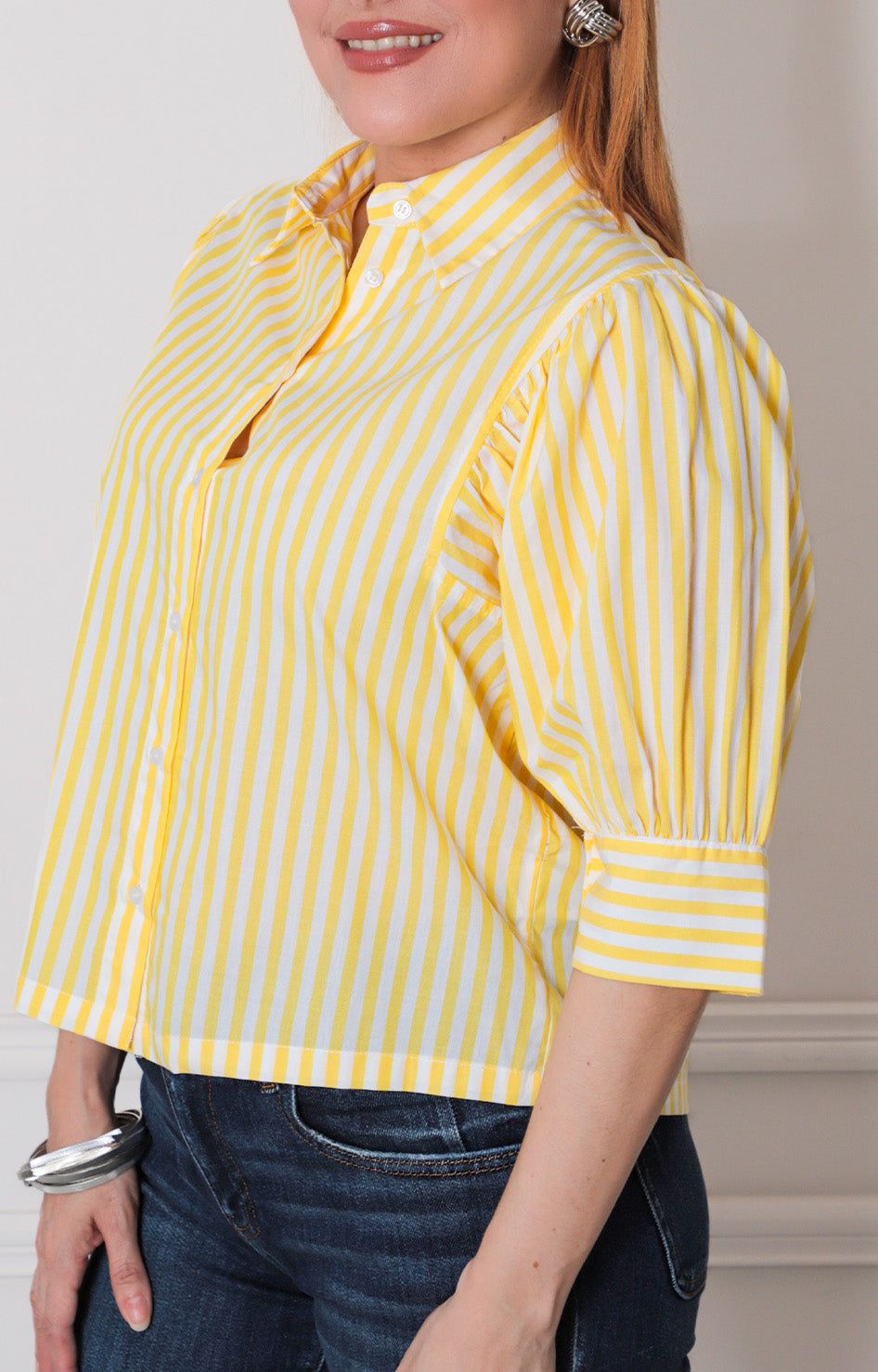 Blusa amarilla de rayas - BLUSAS REGULAR Boutiquemirel 