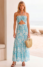 Vestido halter con estampado azul - PALAZZO LARGO REGULAR Boutiquemirel 