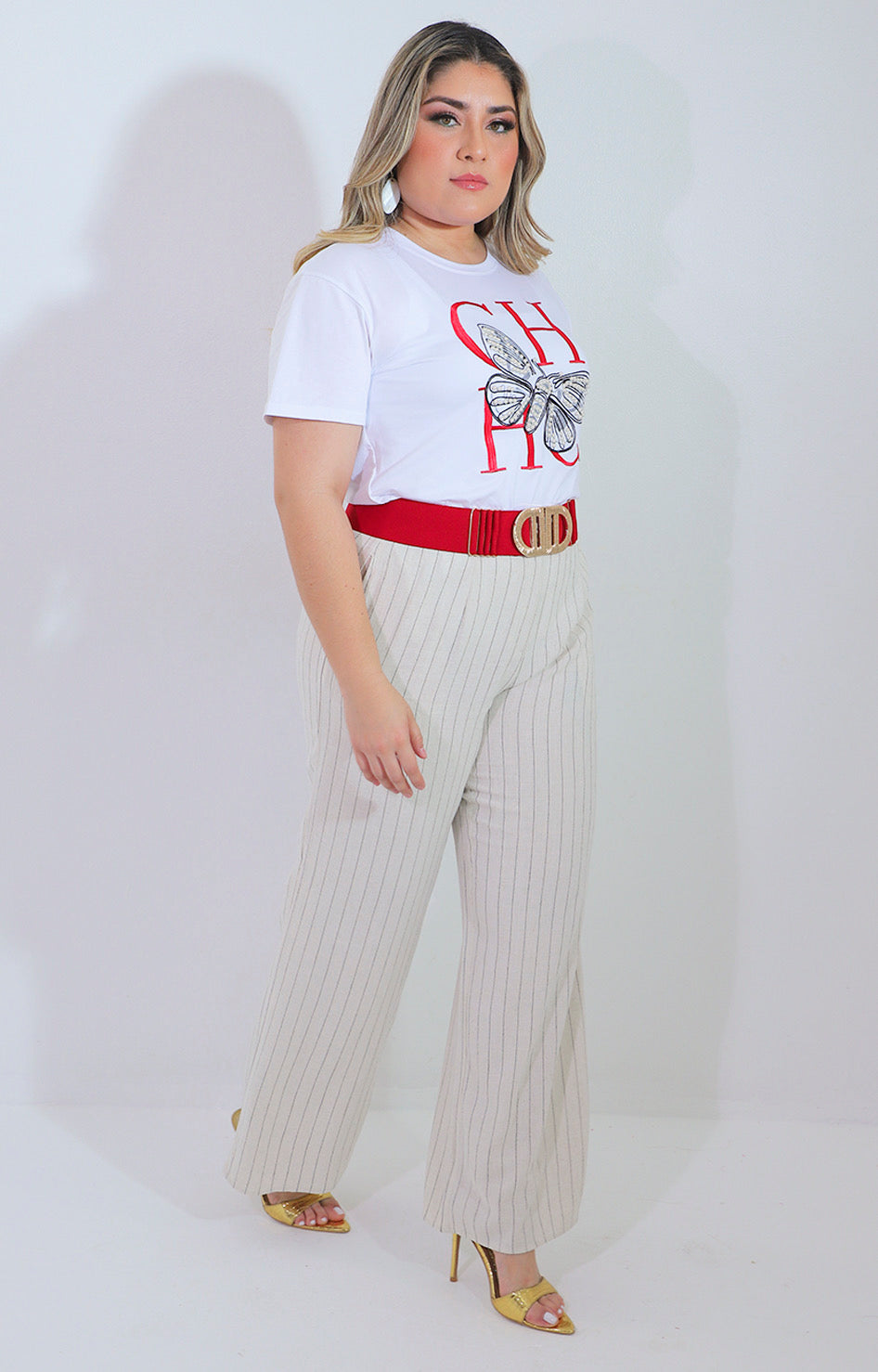 Pantalon beige recto de rayas - PANTALON Boutiquemirel 