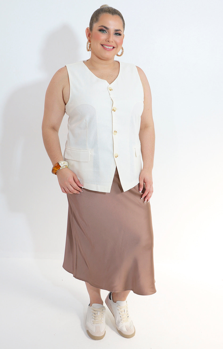 Falda cafe midi - FALDA Boutiquemirel 